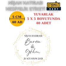 Begin Sarf 3 cm 4 cm 5 cm 6 cm Nişan Hatırası Etiketi Kendinden Yapışkanlı Kişiye Özel Yuvarlak Etiket