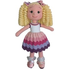 Festival Kıvırcık Sarı Saçlı Karnaval Bebek Amigurumi Organik Oyuncak