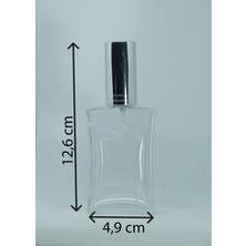 Parfüm Şişesi 50 ml (10 Adet) Gri Kapak Metal Valf Içbükey Boş Şişe