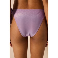 Mena Brazilian Yüksek Bel Simli Mor Bikini Altı