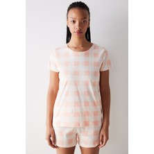 Penti Peach Gingham Şortlu Pijama Takımı