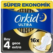 Orkid Ultra Extra Gece Hijyenik Ped 64 Adet (4 Paket) – Uzun Süreli Konfor ve Güçlü Sızıntı Koruması