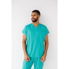 Dr. Mitra Erkek Likralı Yarasa Kol Hemşire Doktor Takım Benetton Yeşili