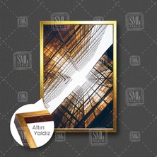 SML Tablo Gökdelen Rezidans Şehir Görüntüsü Inşaat City Çerçeveli Dikey Kanvas Tablo