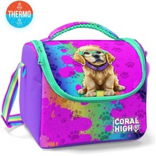 Coral High Mor Pembe Köpek Desenli Thermo Beslenme Çantası 11882