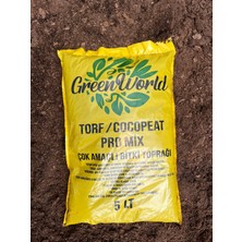 Aymen Çiçekçilik Green World 5 Litre Ithal Çok Amaçlı Bitki Toprağı Torf Cocopeat Pro Mix - Torf Kokopit Özel Karışım Saksı Harcı