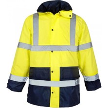 Mevsimce Hi-Vis Reflektörlü 5+1 Kaban Sarı Lacivert