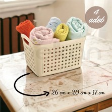 Melkan Home Çok Amaçlı Sepet Dolap Içi Düzenleyici Organizer 6,6 Litre Krem 4 Adet