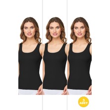 Cnt Kadın Ribana Geniş Askılı Pamuklu Likralı Detaylı Atlet 3'lü Paket