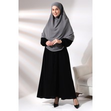 İhvan Gri Üç Katlı Peçeli Kısa Şifon Tesettür Sufle Eşarp