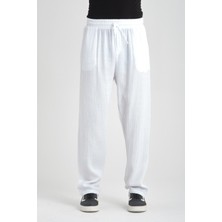 Hafif ve Rahat Müslin Baggy Erkek Pantolon - Beyaz