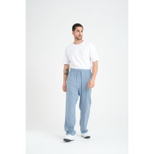 Hafif ve Rahat Müslin Baggy Erkek Pantolon - Soğuk Mavi