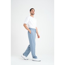 Hafif ve Rahat Müslin Baggy Erkek Pantolon - Soğuk Mavi