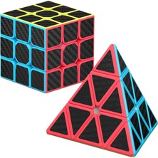 Kuzey Oyuncak 2set Professıonal Qy Speed Corbon Fiber Cube Vıp 2lü Set Piramit Zeka Küpü 3x3 Zeka Küpü Rubiks Cube