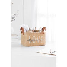 Ocean Home Textile Jüt Dolap İçi Çamaşır Çocuk Odası Oyuncak Düzenleyici Katlanır Saklama Sepeti Organizer 24x17x14 cm