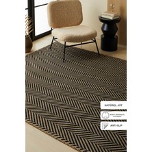 Ocean Home Textile Siyah Renk Balıksırtı Jüt Halı Kilim 120 x 180 cm