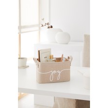 Ocean Home Textile Bej Dolap İçi Çamaşır Çocuk Odası Oyuncak Düzenleyici Katlanır Saklama Sepeti Organizer 24x17x14 cm