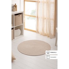 Yıkanabilir Bej Kırçıllı Pamuklu Halı Kilim 80 cm çap