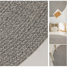 Ocean Home Textile Yıkanabilir Gri Kırçıllı Pamuklu Halı Kilim 80 cm çap