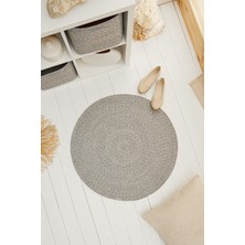 Ocean Home Textile Yıkanabilir Gri Kırçıllı Pamuklu Halı Kilim 80 cm çap