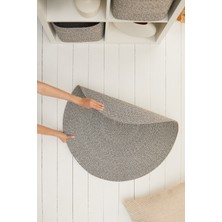 Ocean Home Textile Yıkanabilir Gri Kırçıllı Pamuklu Halı Kilim 80 cm çap