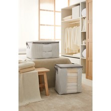 Ocean Home Textile 2'li Pencereli Stuff&things Gri Çizgili Yastık Yorgan Kazak Hurcu, Hurç