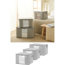 Ocean Home Textile 3'lü Pencereli Gri Çizgili Yastık Yorgan Kazak Hurcu, Hurç