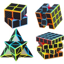 Kuzey Oyuncak 4 Set Professıonal Qy Speed Corbon Fiber Cube Vıp 4lü Set Piramit 2x2 3x3 4x4 Zeka Küpü Rubiks Cube