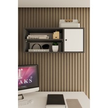 Remaks Bole 90  cm  Çok Amaçlı Ofis Evrak Üst Dolabı Antrasit - Beyaz Üst Modül