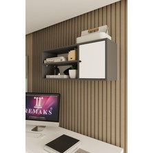 Remaks Bole 90  cm  Çok Amaçlı Ofis Evrak Üst Dolabı Antrasit - Beyaz Üst Modül