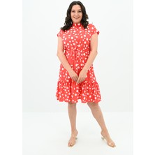 Koza Kadın Büyük Beden Puantiye Detaylı Elbise 5226-25
