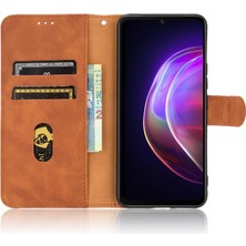 Vivo V21 Deri Folio Flip Case Kart Ekleme Tam Koruma Için Kılıf (Yurt Dışından)