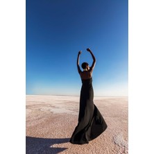 Kameya Straplez Uzun Yırtmaçlı Elbise 23S40237