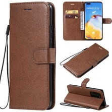 Mellow Shop Huawei P40 Pro Klasik Düz Renk ile Yüksek Kaliteli Deri Flip Case (Yurt Dışından)