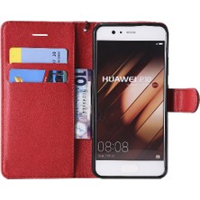 Mellow Shop Kart Yuvası Klasik Katı ile Huawei P10 Yüksek Kaliteli Deri Için Flip Case (Yurt Dışından)