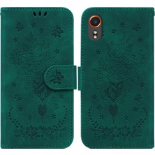 Mellow Shop Samsung Galaxy Xcover7 5g Flip Pu Deri Kapak Kabartma Gül Durumda (Yurt Dışından)