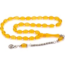 Tesbihkenti Güzel Çekimli Sarı Renk Toz Kehribar Tesbih