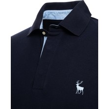 Lake Wood Erkek Triko Polo Yakalı Garnili Lacivert T-Shirt