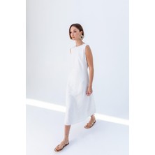 Kameya Kolsuz Bisiklet Yaka Midi Elbise 24S40510