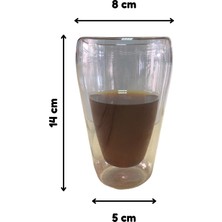 Kitchen Design Lab Yeni Stil Çift Cidarlı Uzun 400 ml Nescafe,Latte,Kahve, Meşrubat Bardak 4 Adet-2258