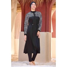 Remsa Mayo Uzun Tam Boy Tam Kapalı Tesettür Mayo Dulcıe 1412 Siyah