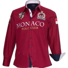 Lake Wood Monaco Model Bordo Nakışlı Erkek Gömlek