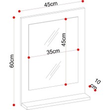 Thevida Banyo Aynası,dresuar, Ahşap Renk(Atlantik Çam) Raflı Ayna 60X45