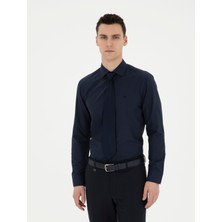 Pierre Cardin Erkek Lacivert Slim Fit Uzun Kollu Basic Gömlek 50285562-VR033