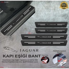 DK Elektronik Jaguar Logolu Karbon Kapı Eşiği Koruyucu Suni Deri 4'lü Set