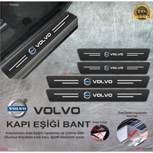 DK Elektronik Volvo Logolu Karbon Kapı Eşiği Koruyucu Suni Deri 4'lü Set