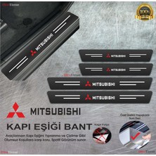 DK Elektronik Mısubıshılogolu Karbon Kapı Eşiği Koruyucu Suni Deri 4'lü Set