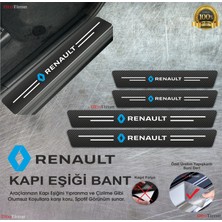 DK Elektronik Renault Logolu Karbon Kapı Eşiği Koruyucu Suni Deri 4'lü Set