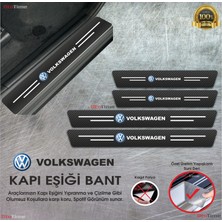 DK Elektronik Volkwagen Logolu Karbon Kapı Eşiği Koruyucu Suni Deri 4'lü Set