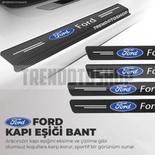 DK Elektronik Ford Taunus Logolu Karbon Kapı Eşiği Koruyucu Suni Deri 4'lü Set